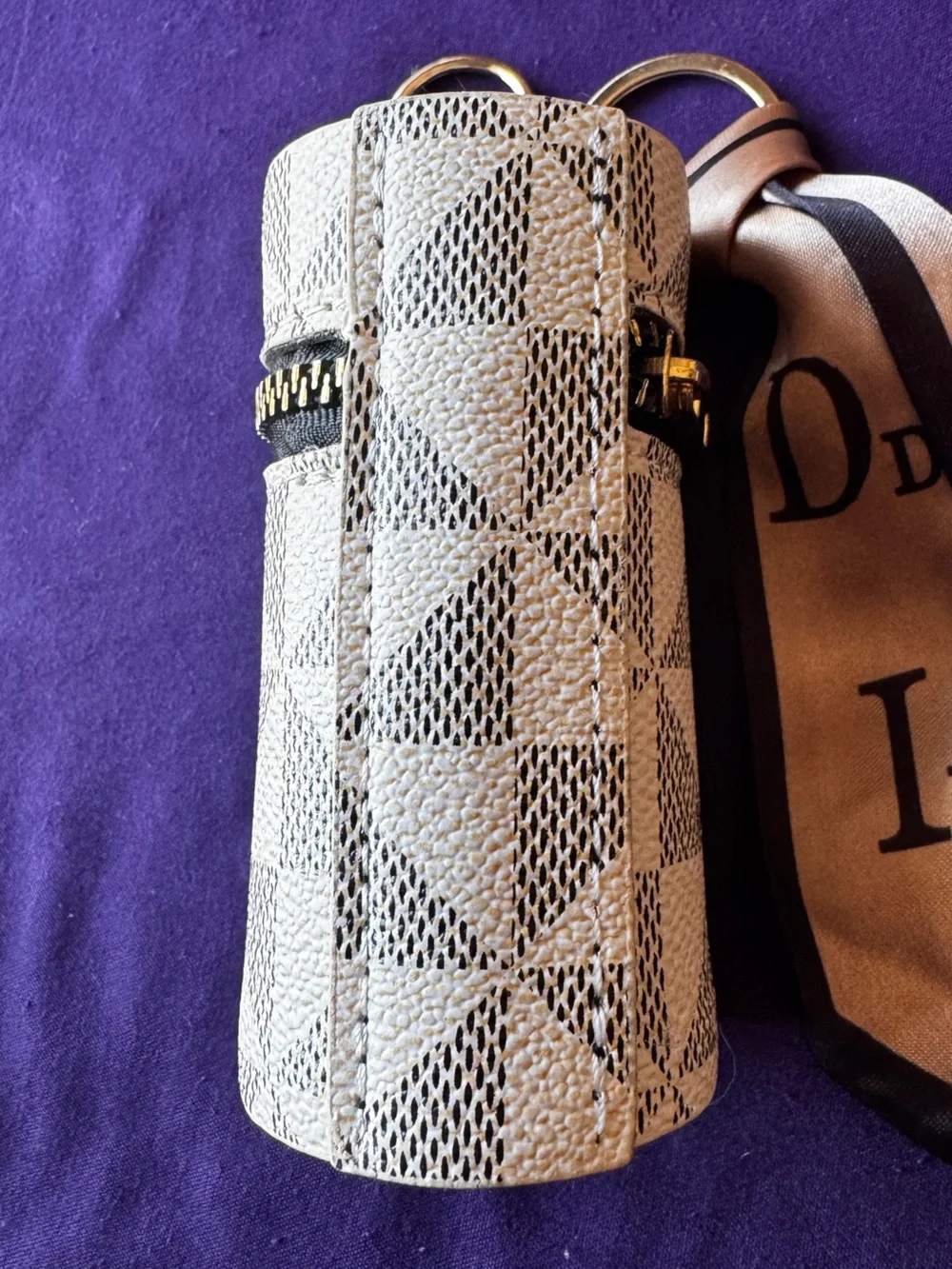 Canvas Patterned Pouch with Scarf Accent NWOT